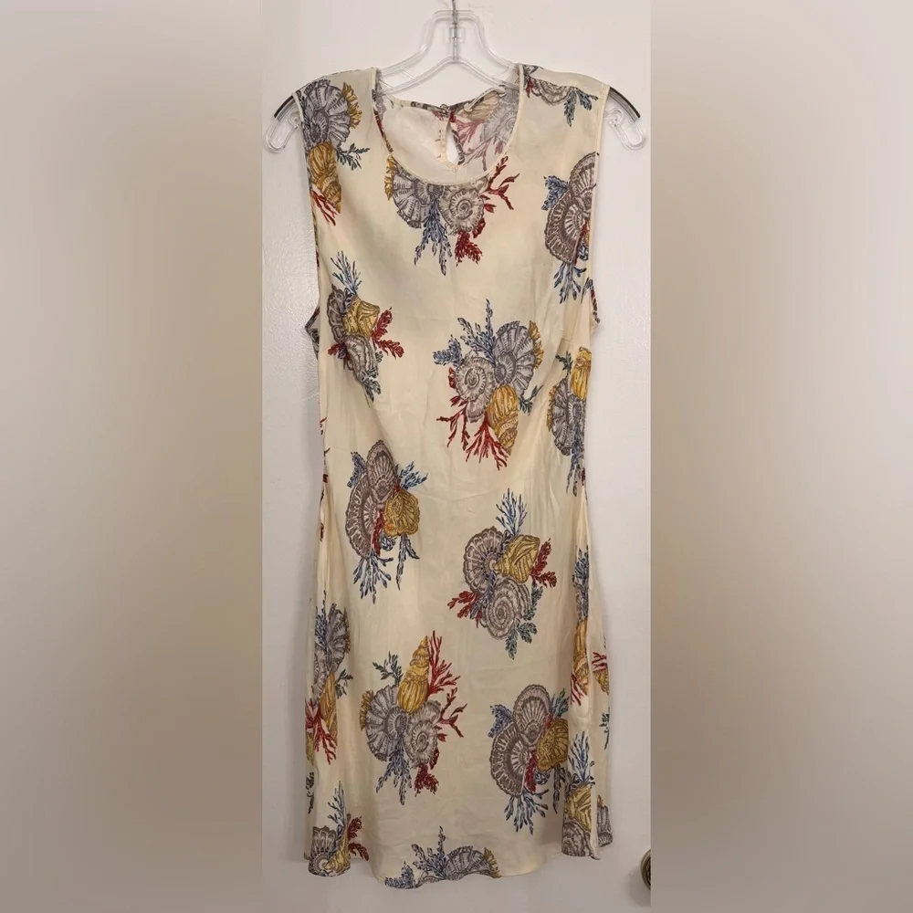 DOEN Alamere Seashell Bias Cut Sleeveless Mini Dress in Mer Botanique Size XL - Picture 4 of 10